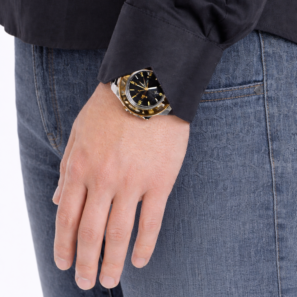 Sinai Collection Luxe Cotton Swirl Black Dress Shirt