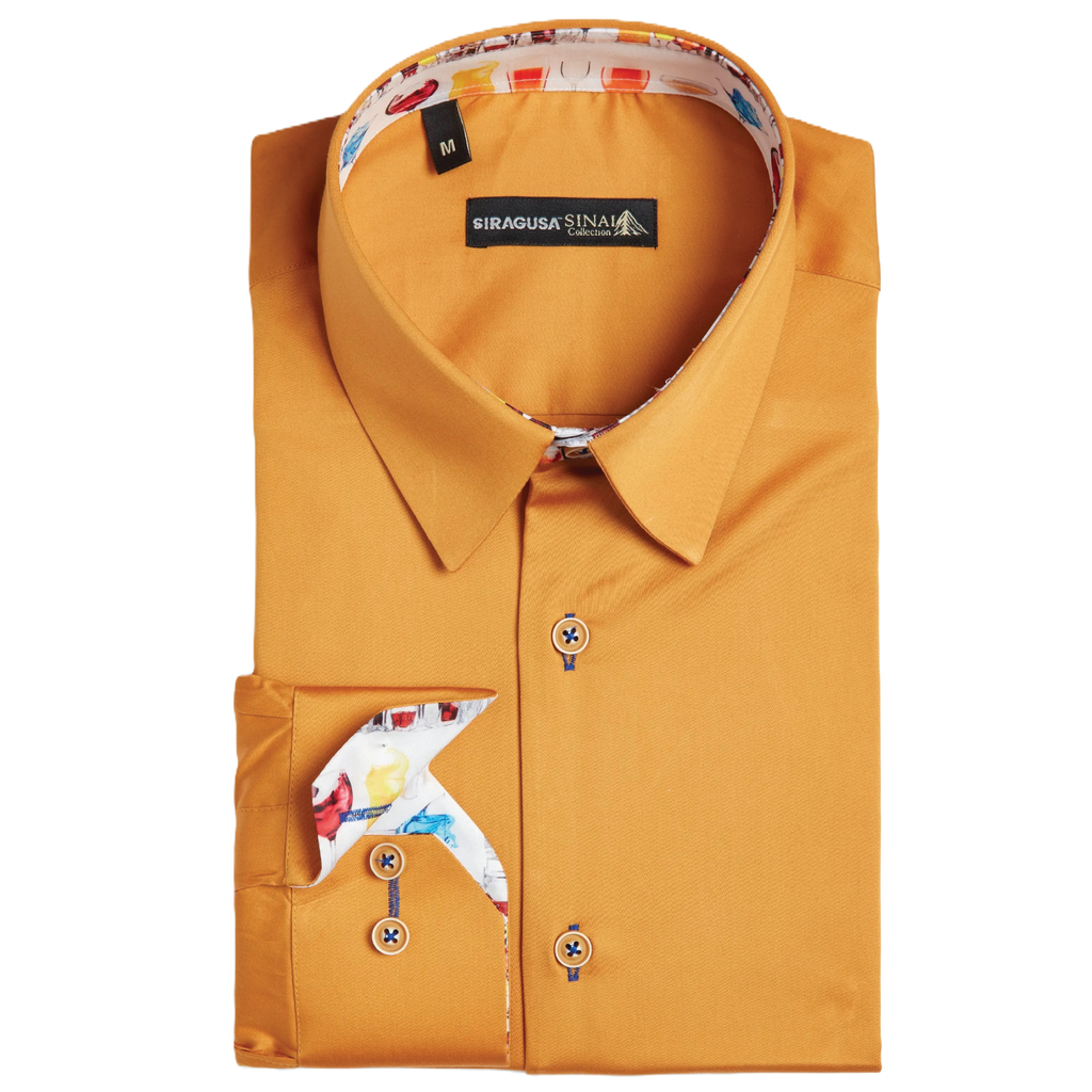 Sinai Collection Luxe Cotton Cocktail Mustard Dress Shirt