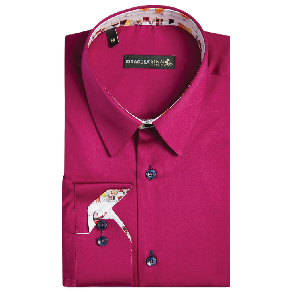 Sinai Collection Luxe Cotton Cocktail Purple Dress Shirt