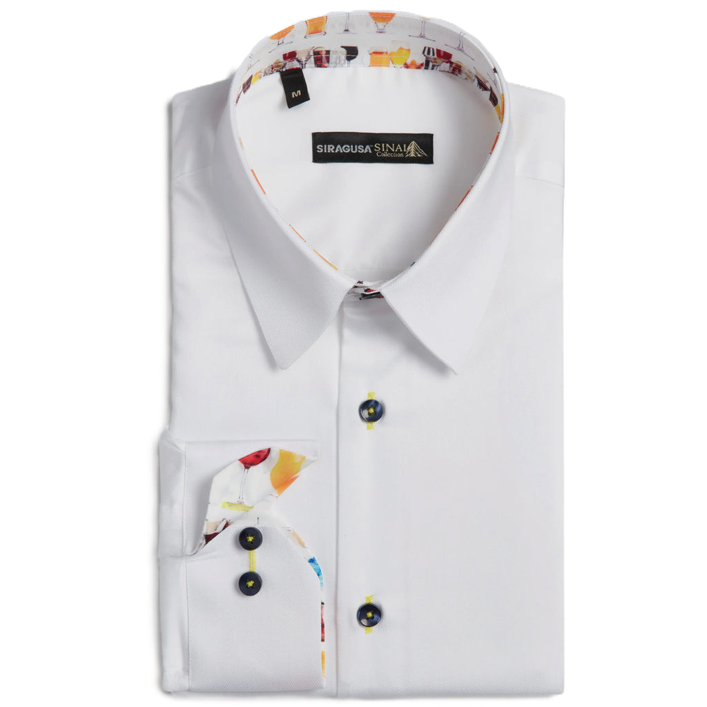 Sinai Collection Luxe Cotton Cocktail White Dress Shirt