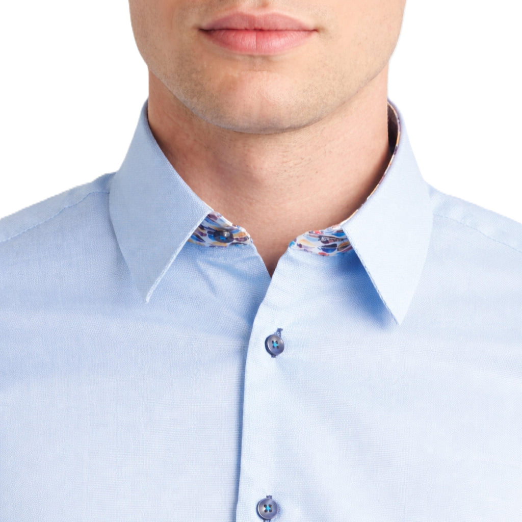 Sinai Collection Luxe Cotton Feather Blue Dress Shirt