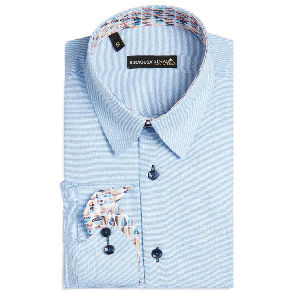 Sinai Collection Luxe Cotton Feather Blue Dress Shirt