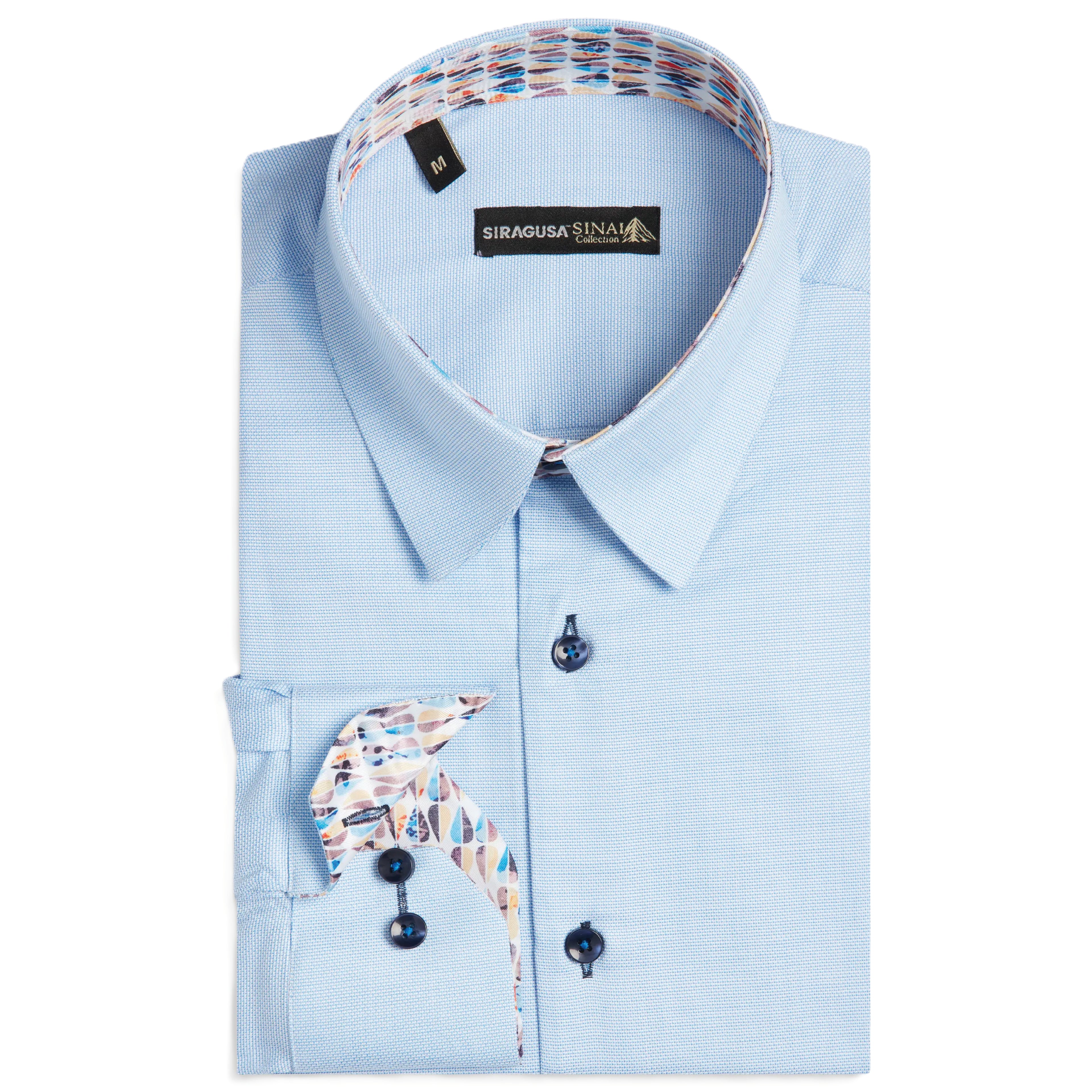 Sinai Collection Luxe Cotton Feather Blue Dress Shirt