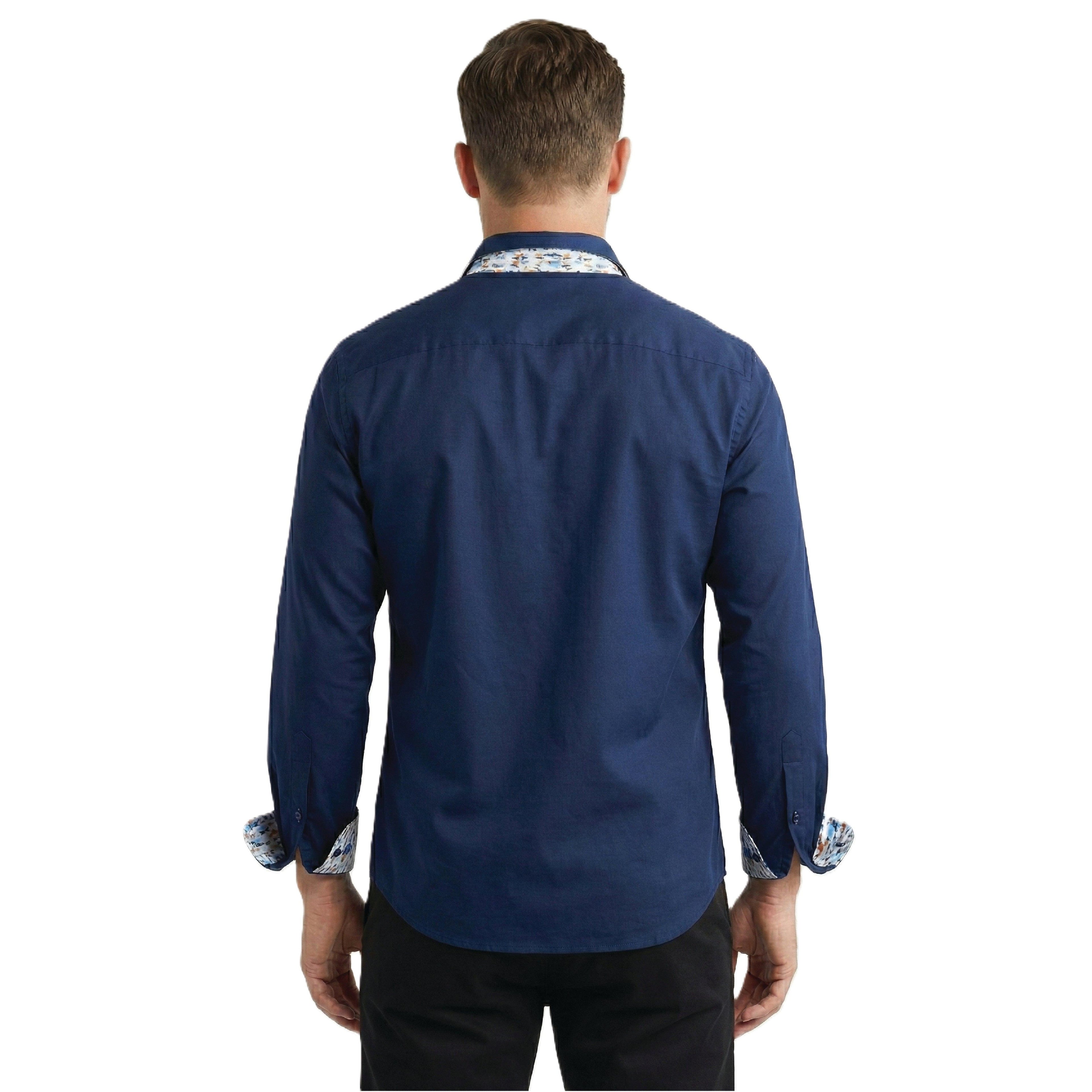 Sinai Collection Luxe Cotton Feather Navy Dress Shirt