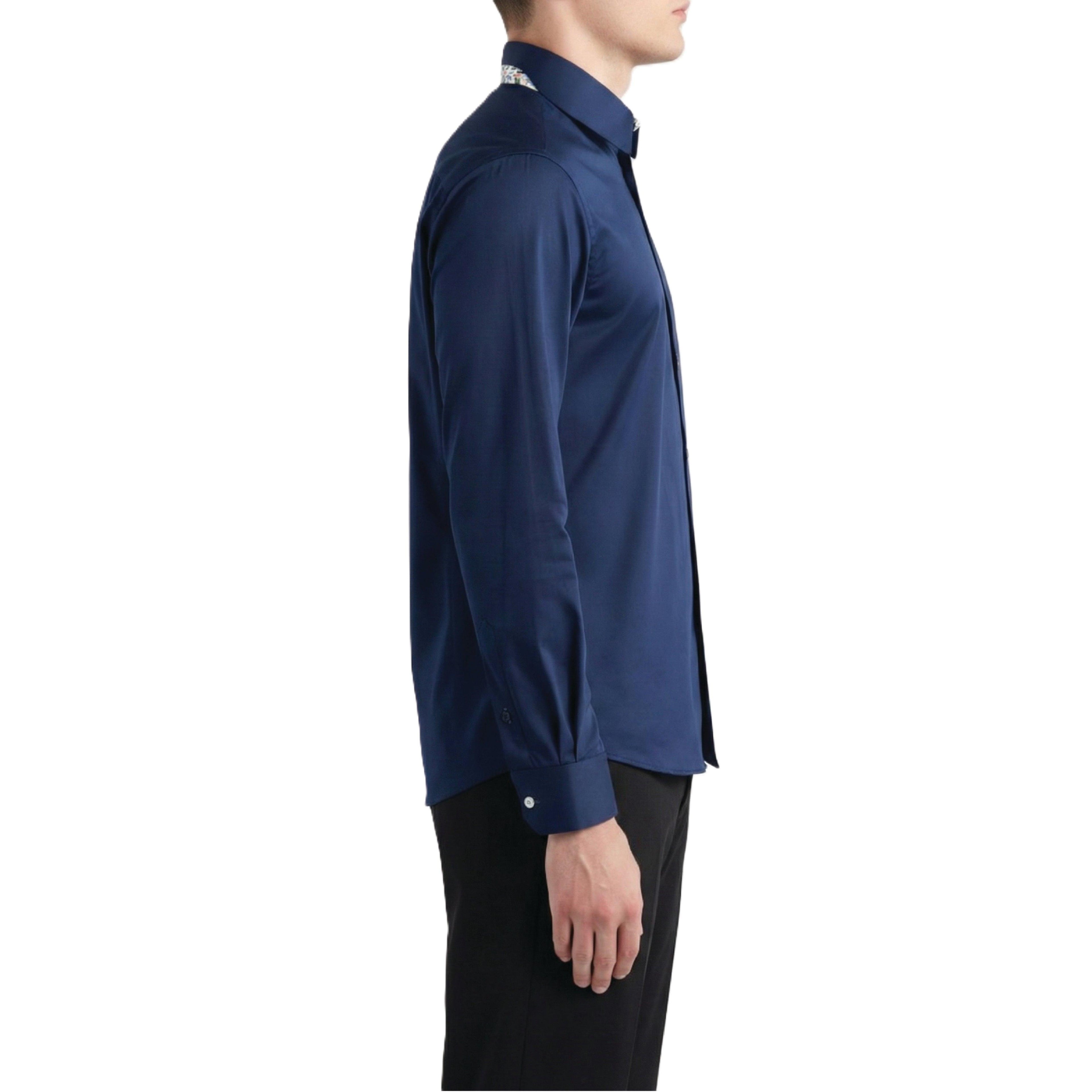 Sinai Collection Luxe Cotton Feather Navy Dress Shirt