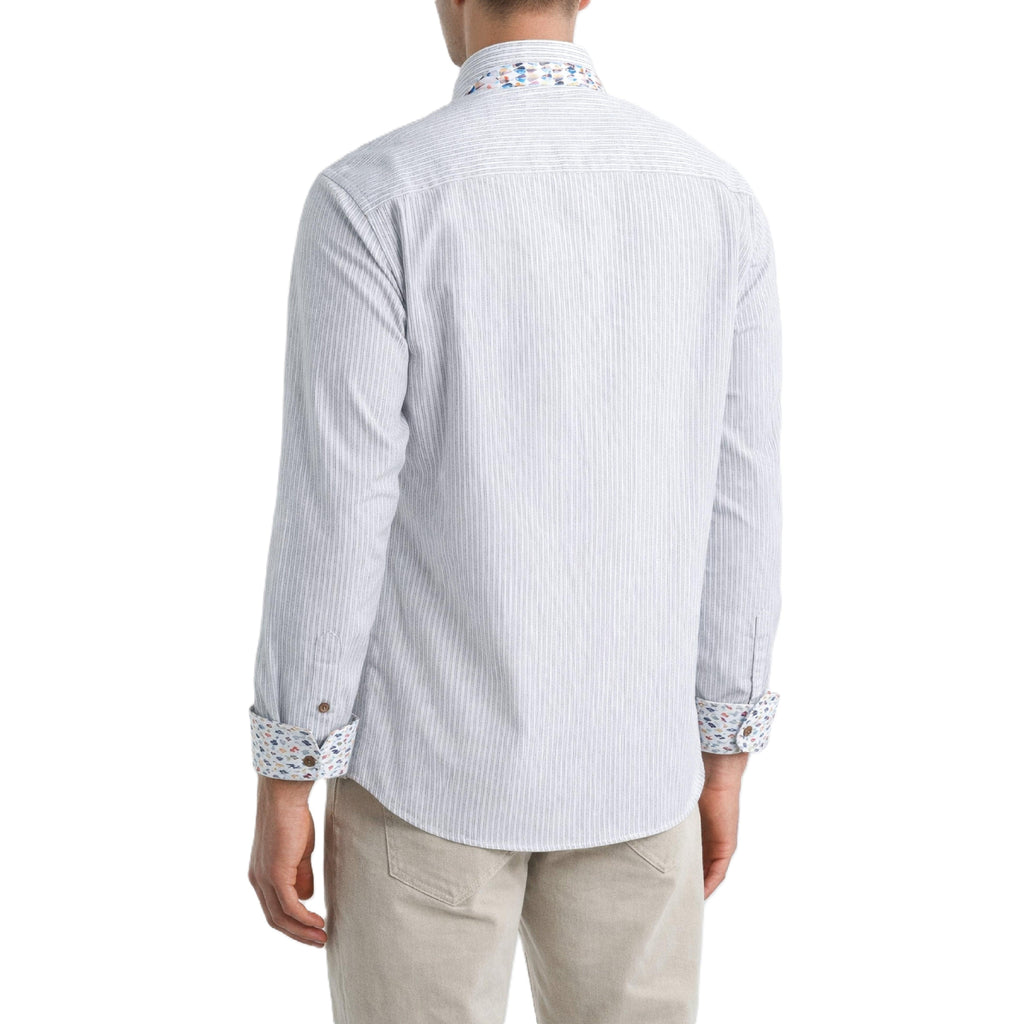 Sinai Collection Luxe Cotton Feather Striped Beige Dress Shirt