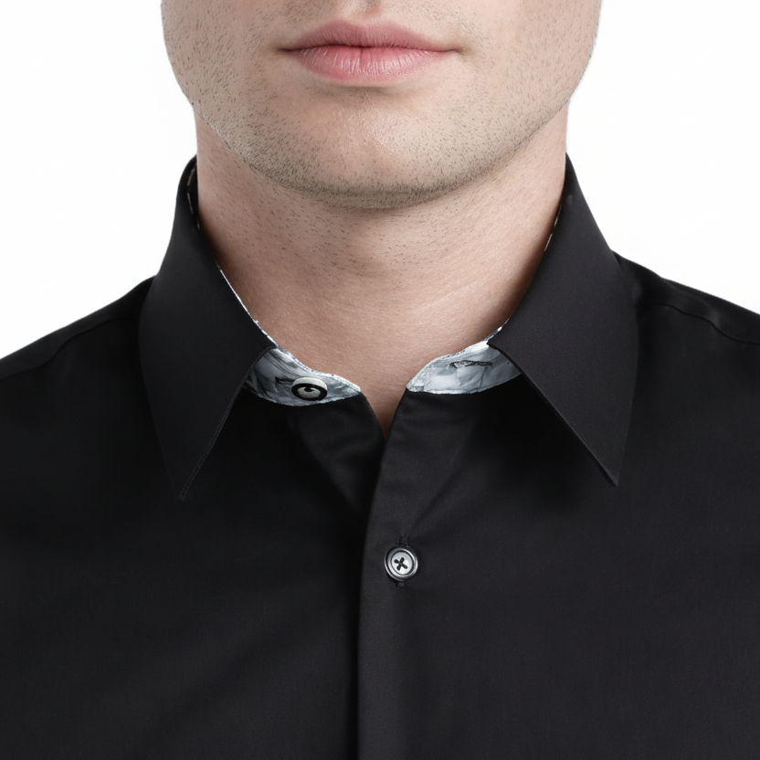 Sinai Collection Luxe Cotton Monochrome Black Dress Shirt