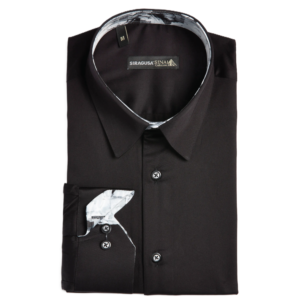Sinai Collection Luxe Cotton Monochrome Black Dress Shirt