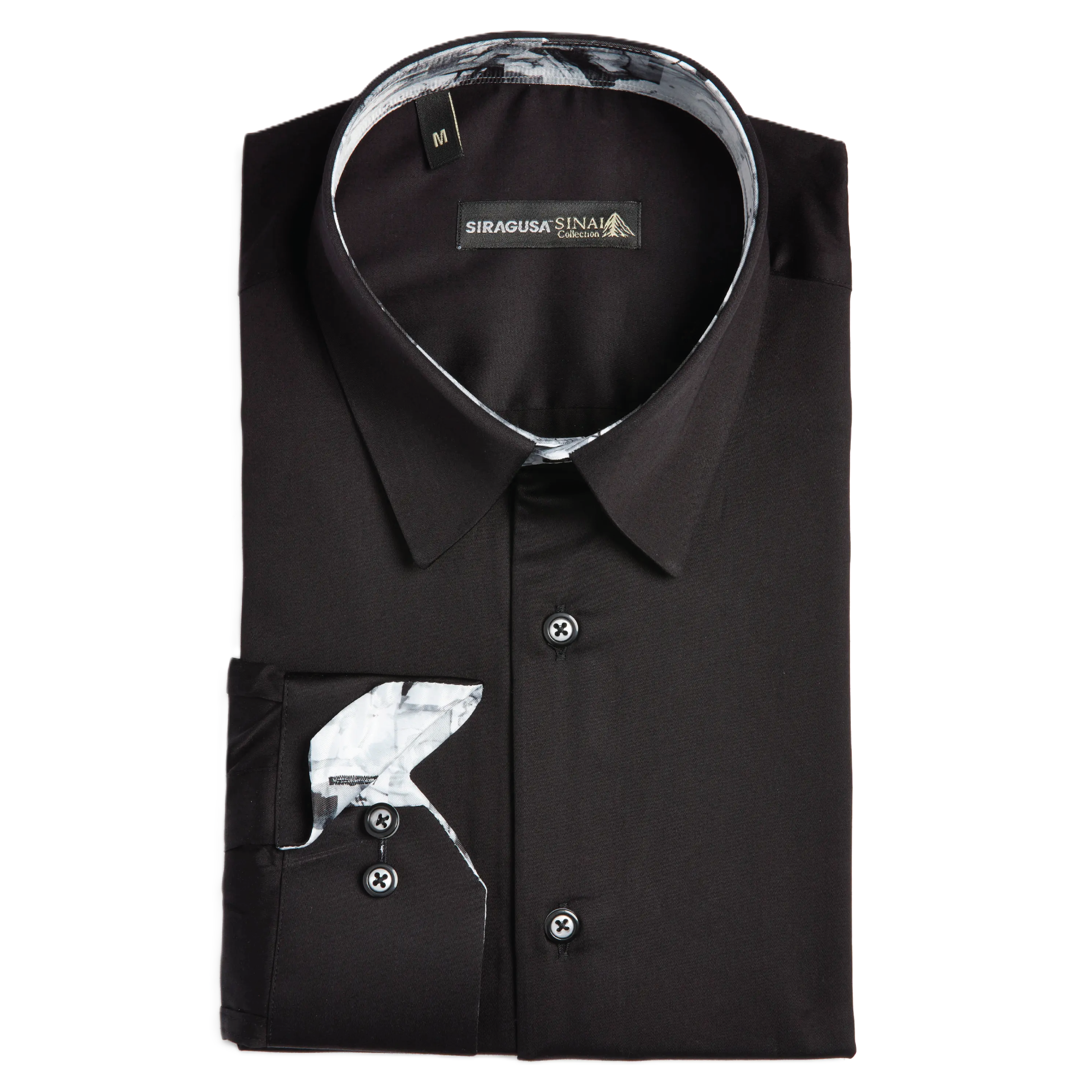 Sinai Collection Luxe Cotton Monochrome Black Dress Shirt