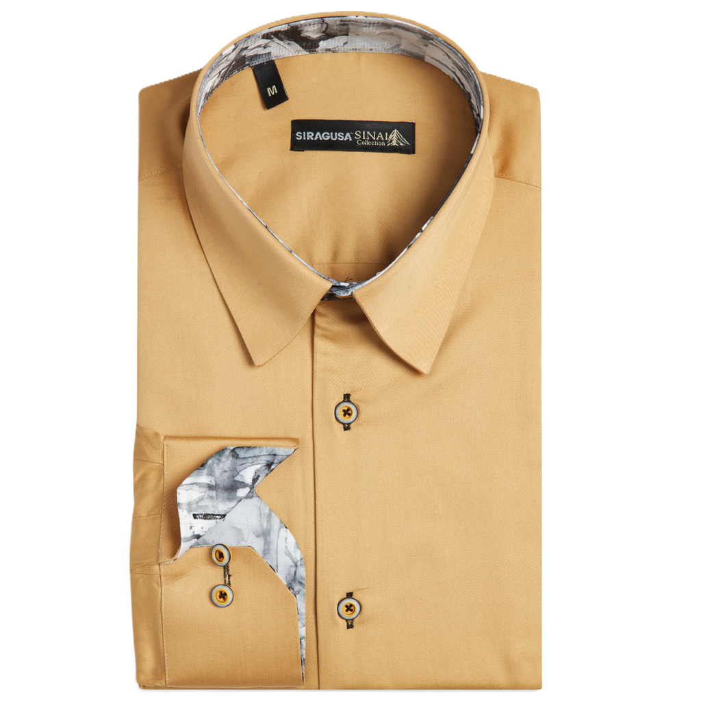 Sinai Collection Luxe Cotton Monochrome Gold Dress Shirt
