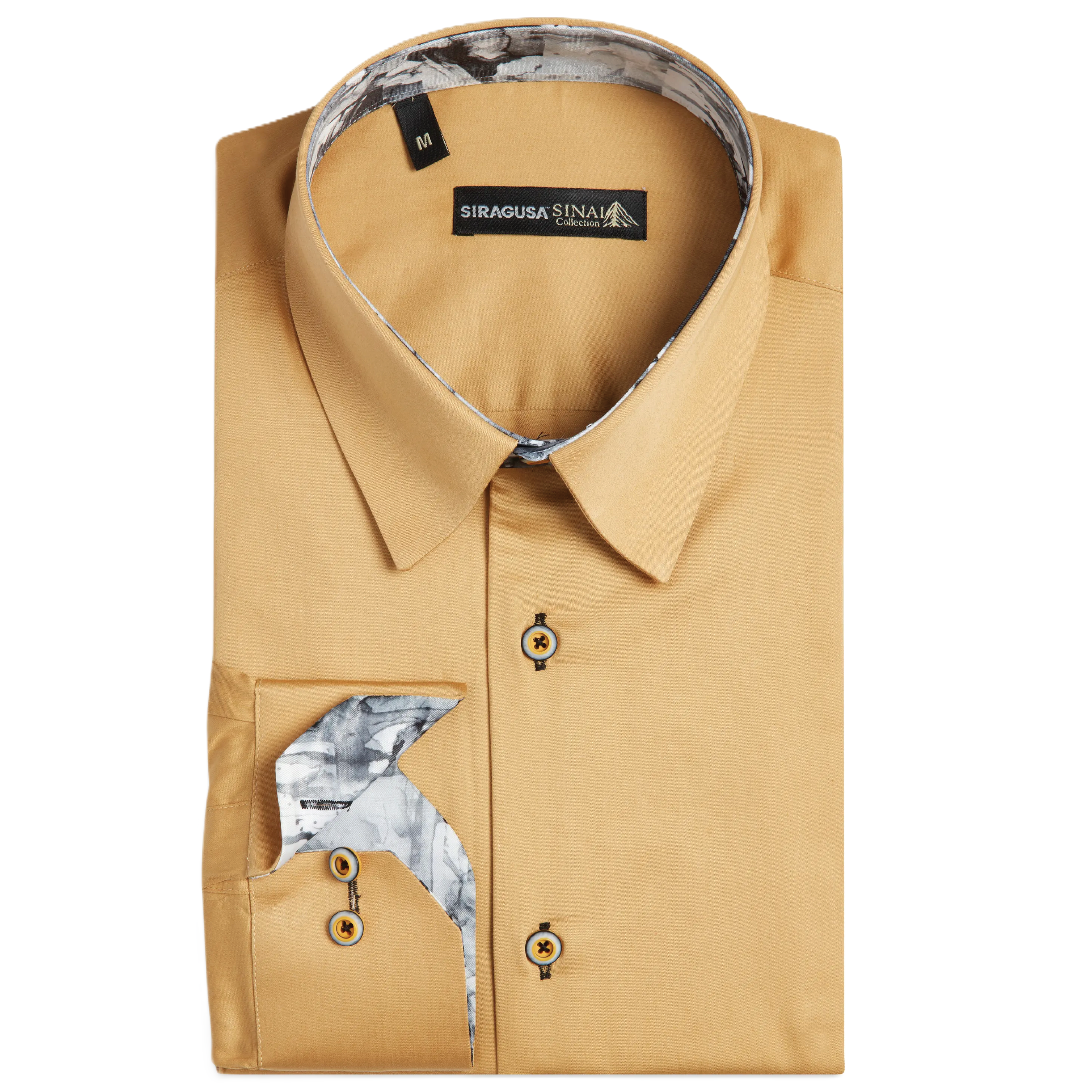 Sinai Collection Luxe Cotton Monochrome Gold Dress Shirt