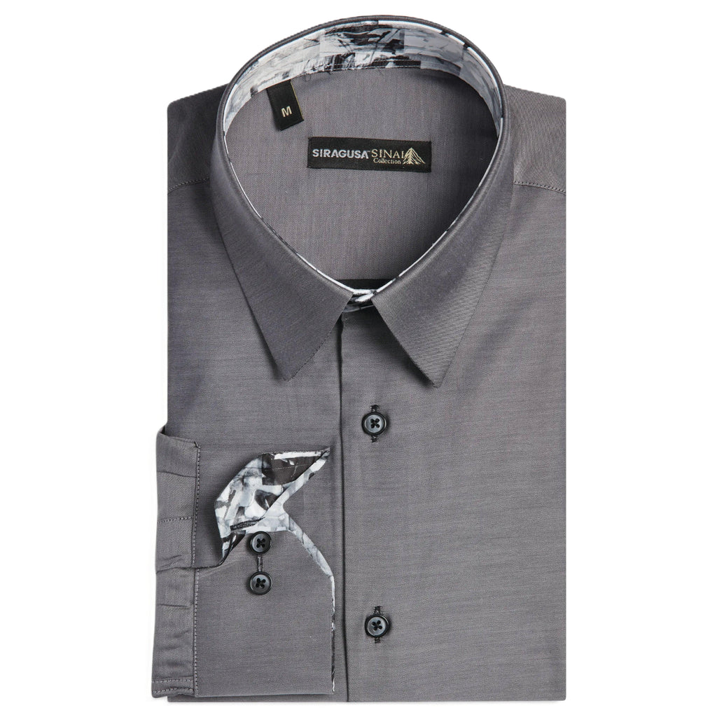 Sinai Collection Luxe Cotton Monochrome Gray Dress Shirt