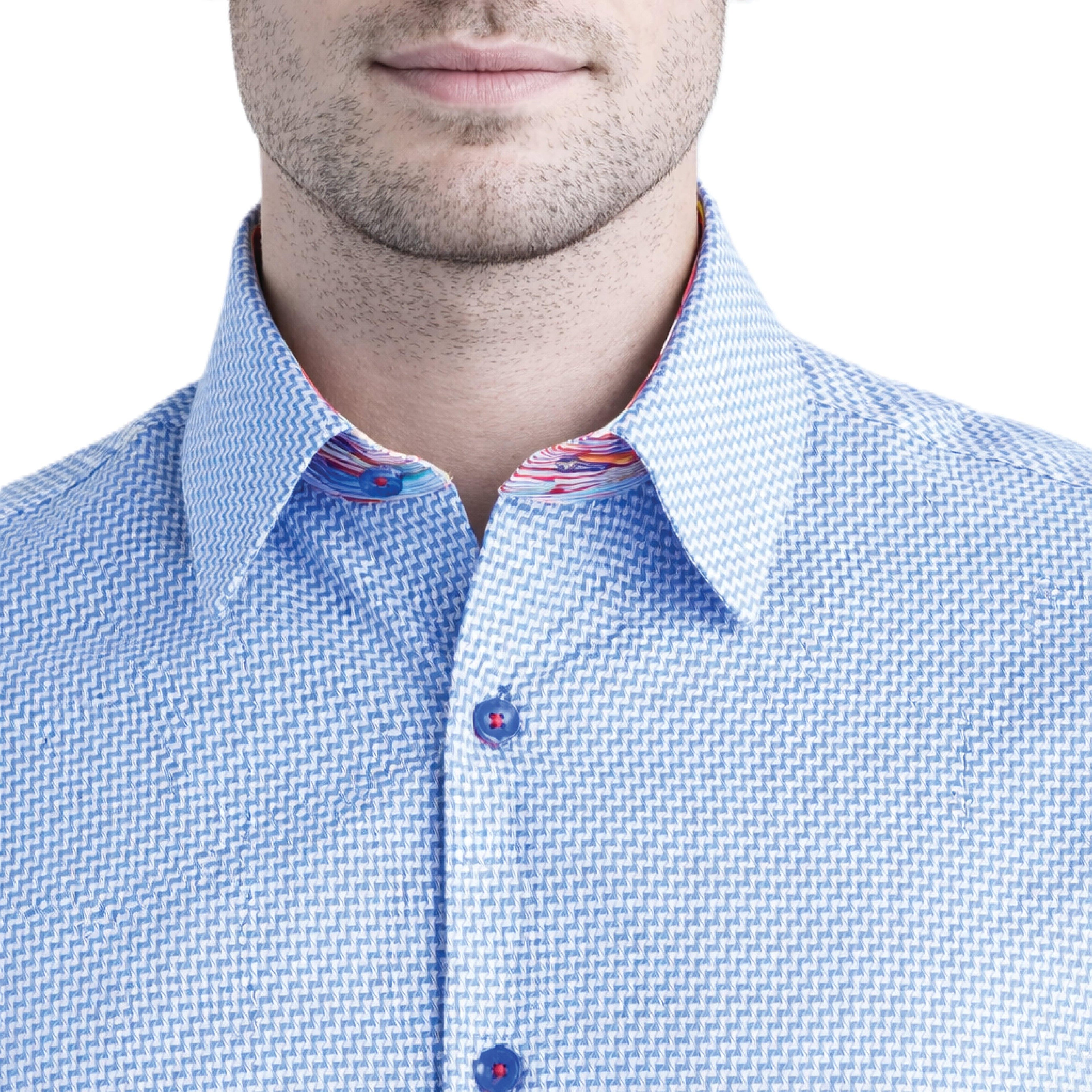 Sinai Collection Luxe Cotton Multicolored Blue Dress Shirt