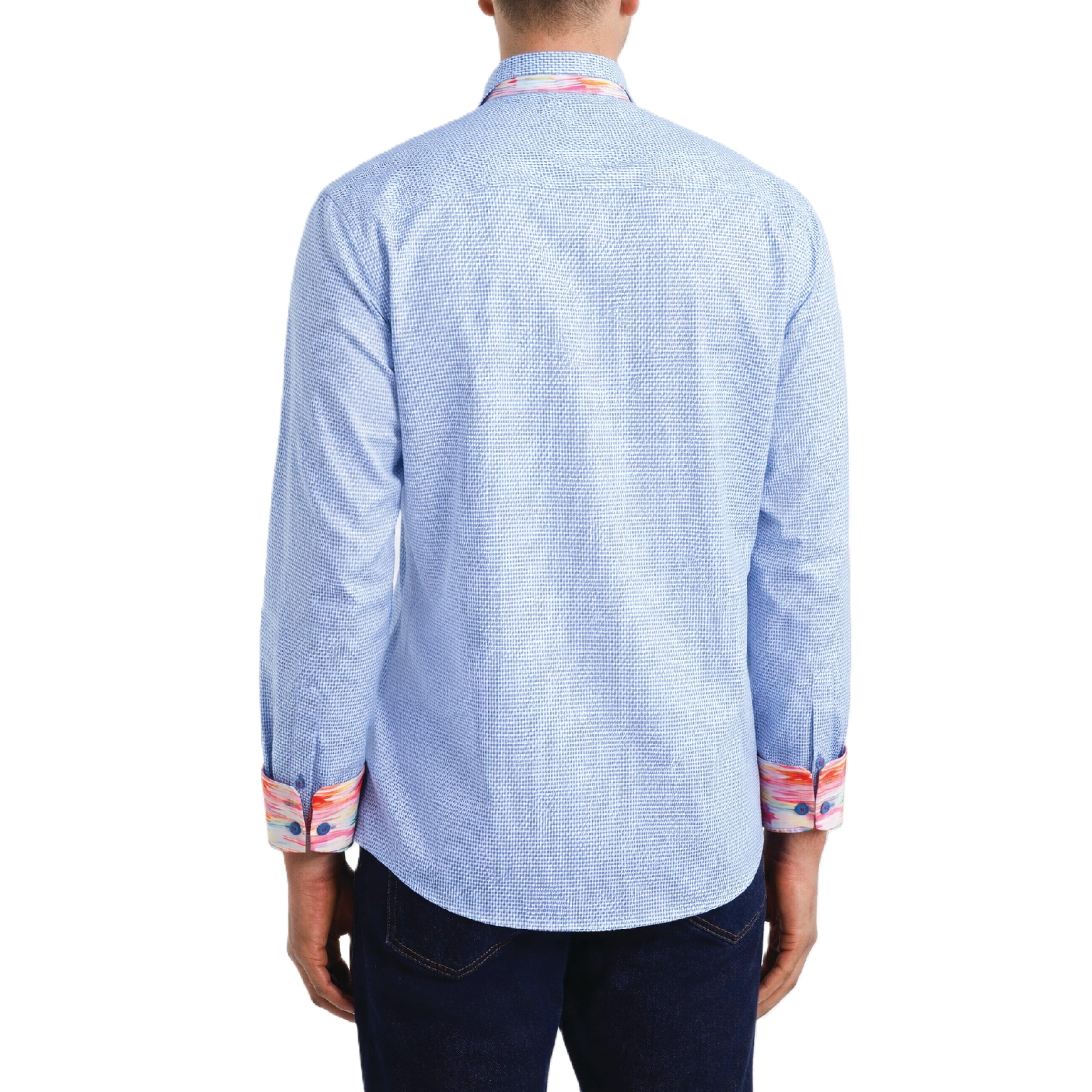 Sinai Collection Luxe Cotton Multicolored Blue Dress Shirt