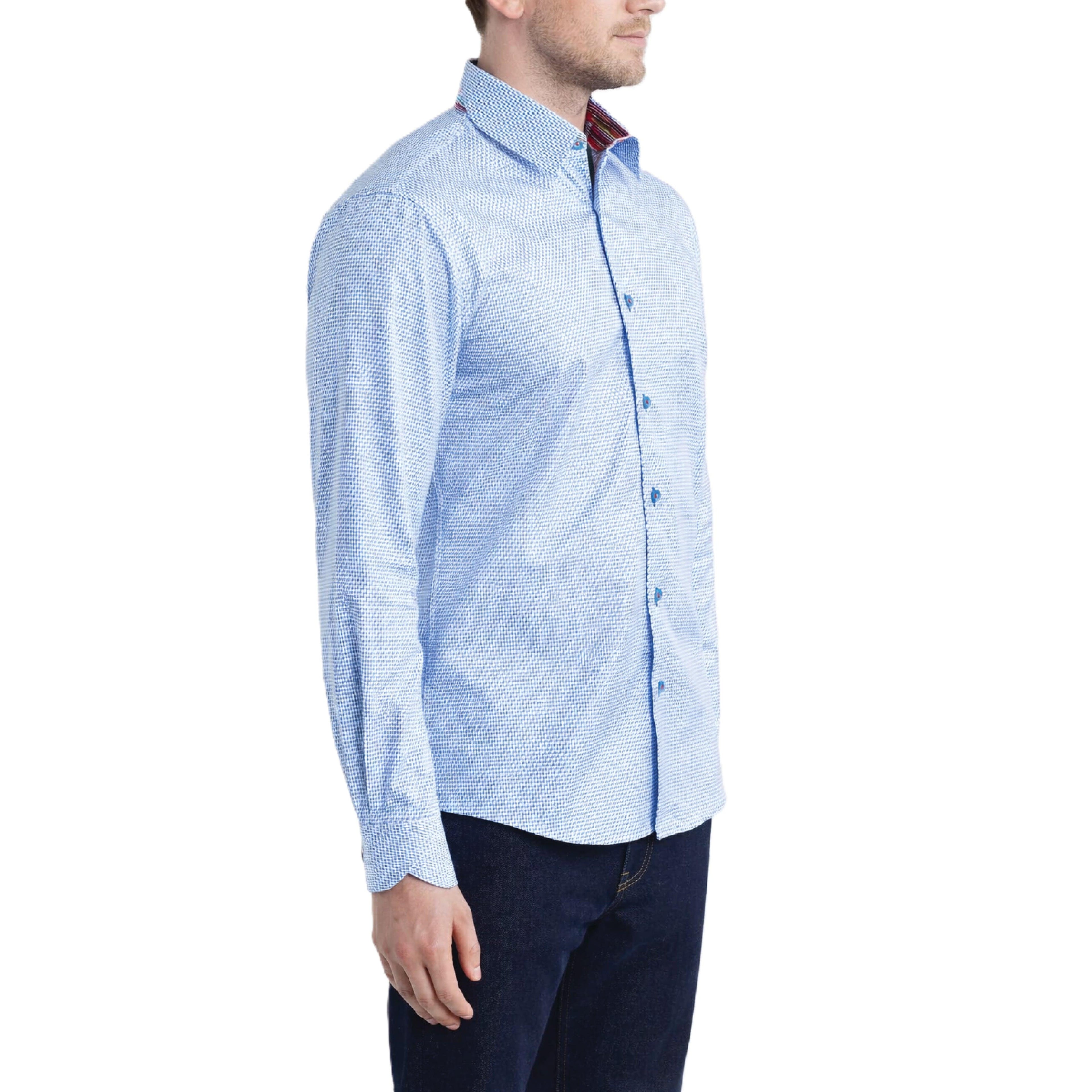 Sinai Collection Luxe Cotton Multicolored Blue Dress Shirt