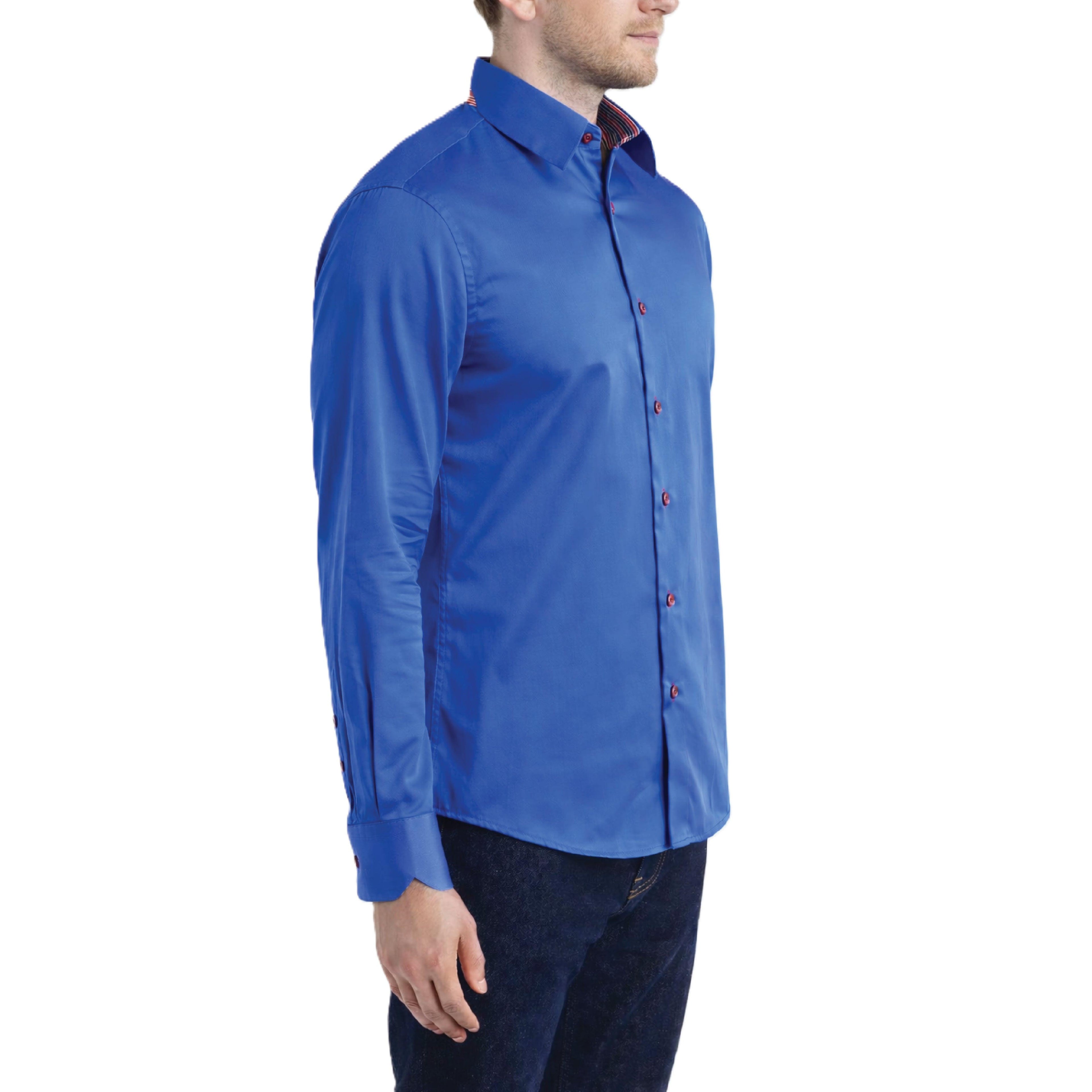 Sinai Collection Luxe Cotton Multicolored Royal Blue Dress Shirt