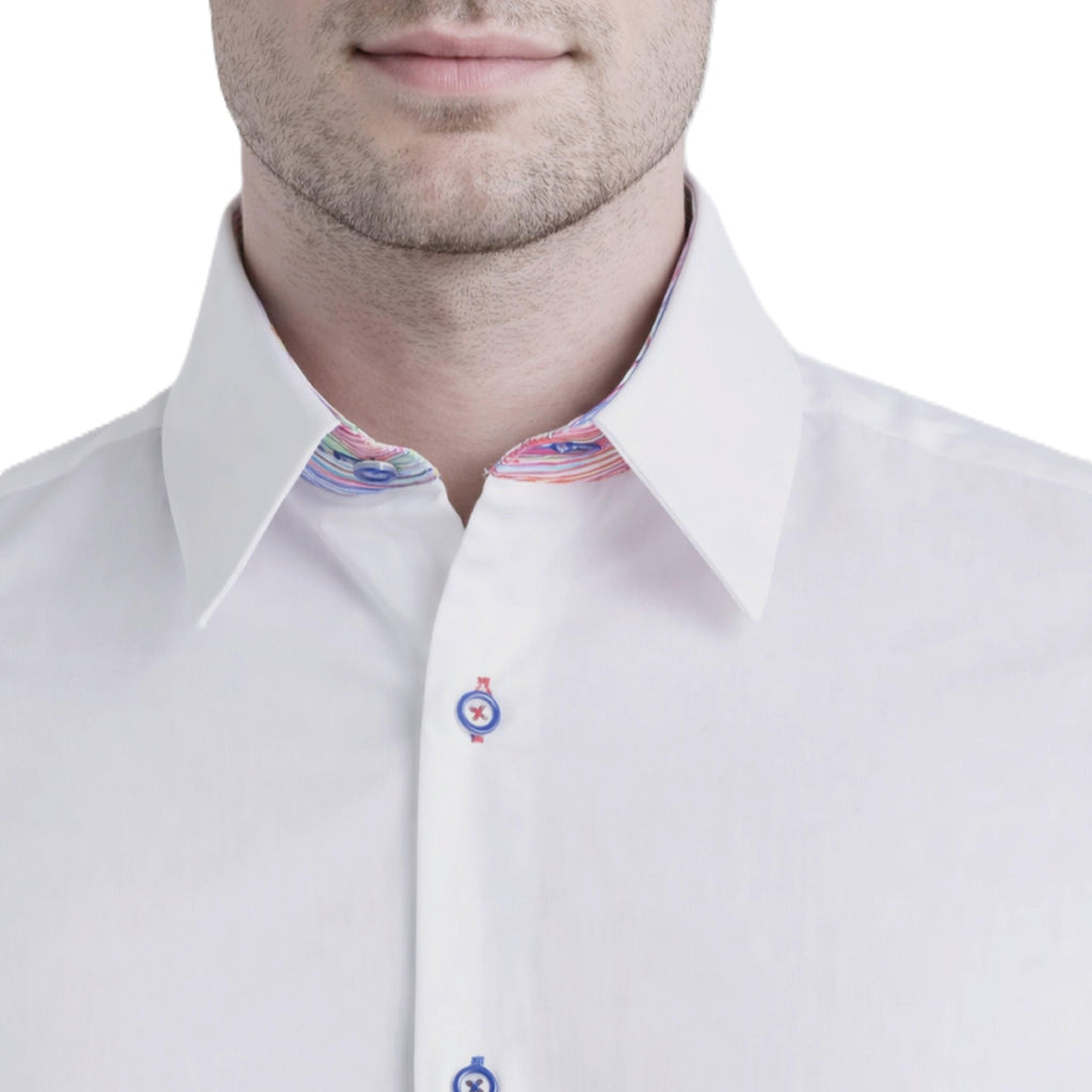 Sinai Collection Luxe Cotton Multicolored White Dress Shirt