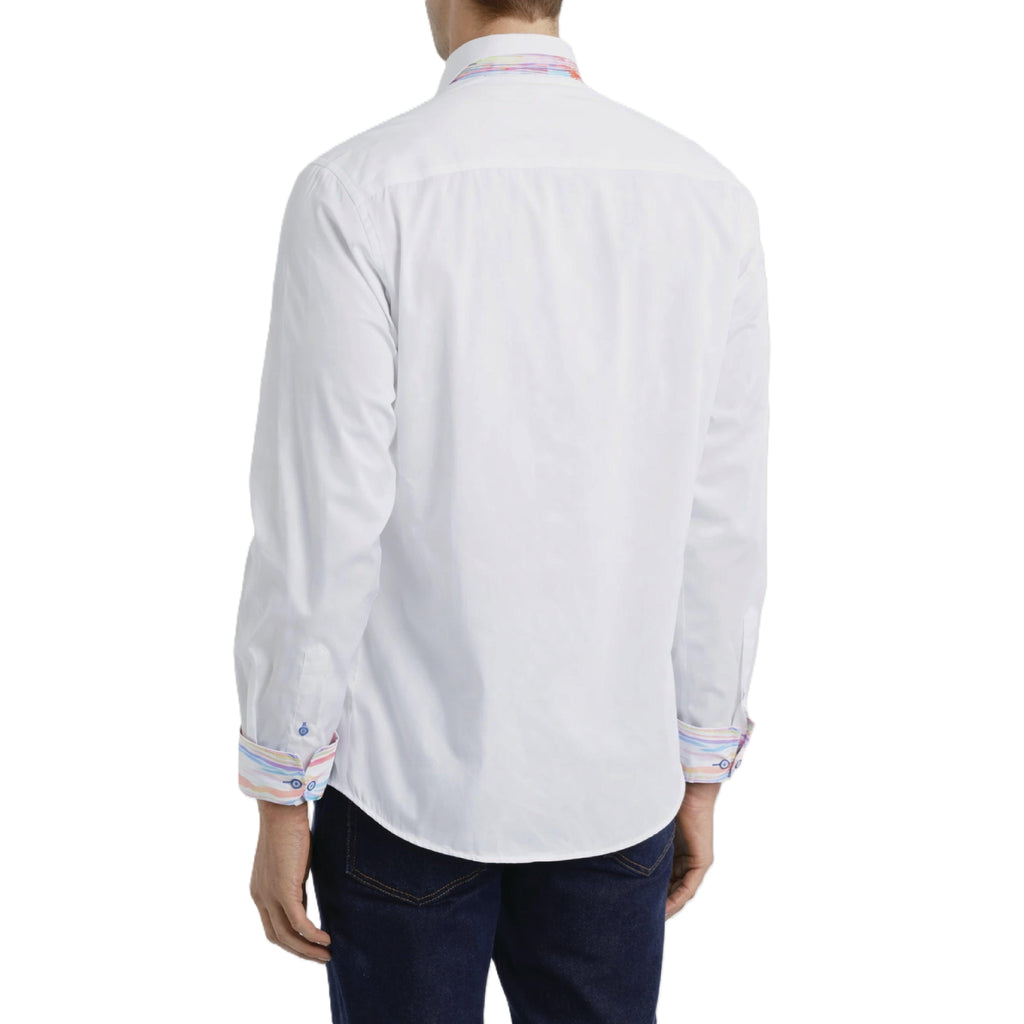 Sinai Collection Luxe Cotton Multicolored White Dress Shirt