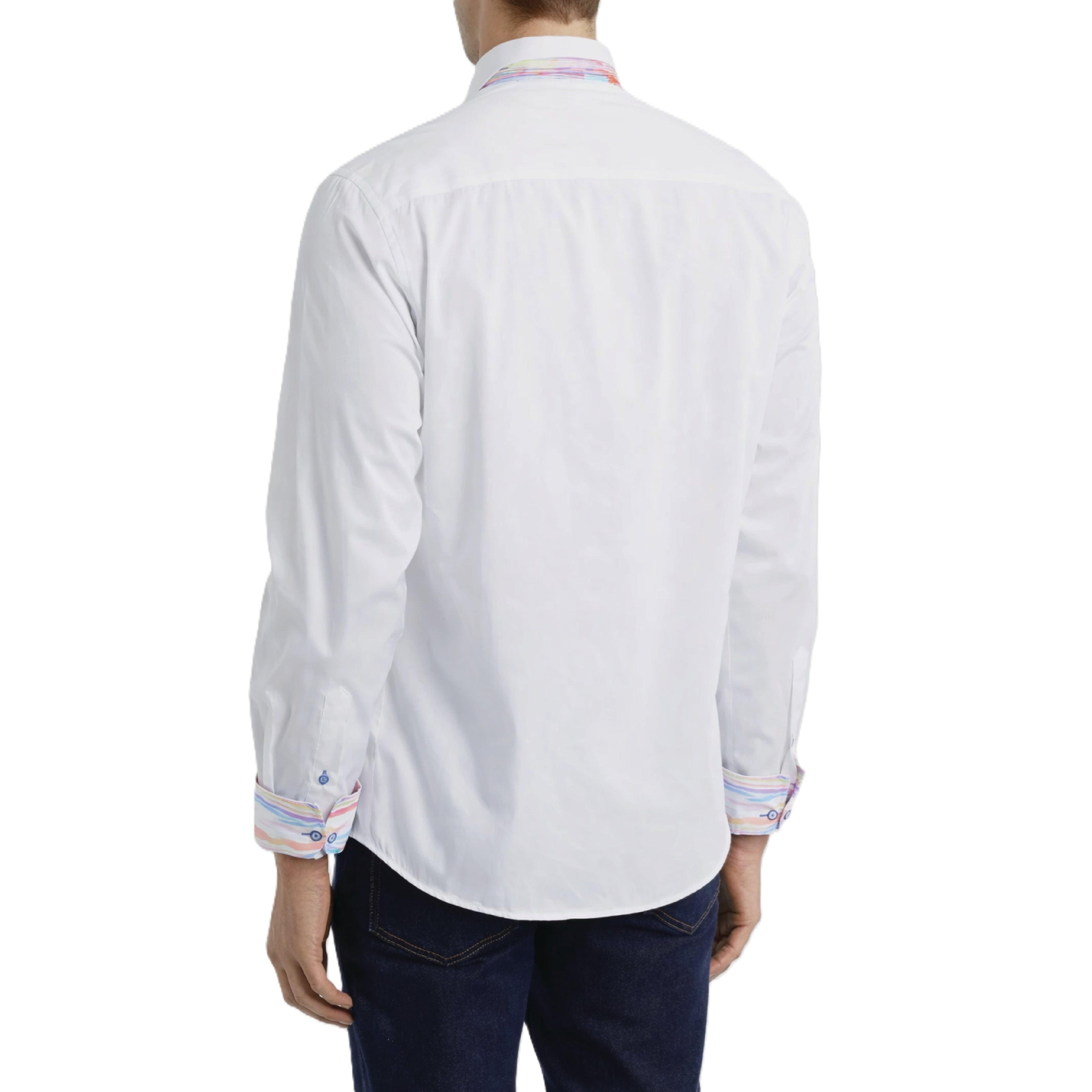 Sinai Collection Luxe Cotton Multicolored White Dress Shirt