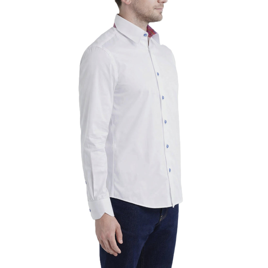 Sinai Collection Luxe Cotton Multicolored White Dress Shirt