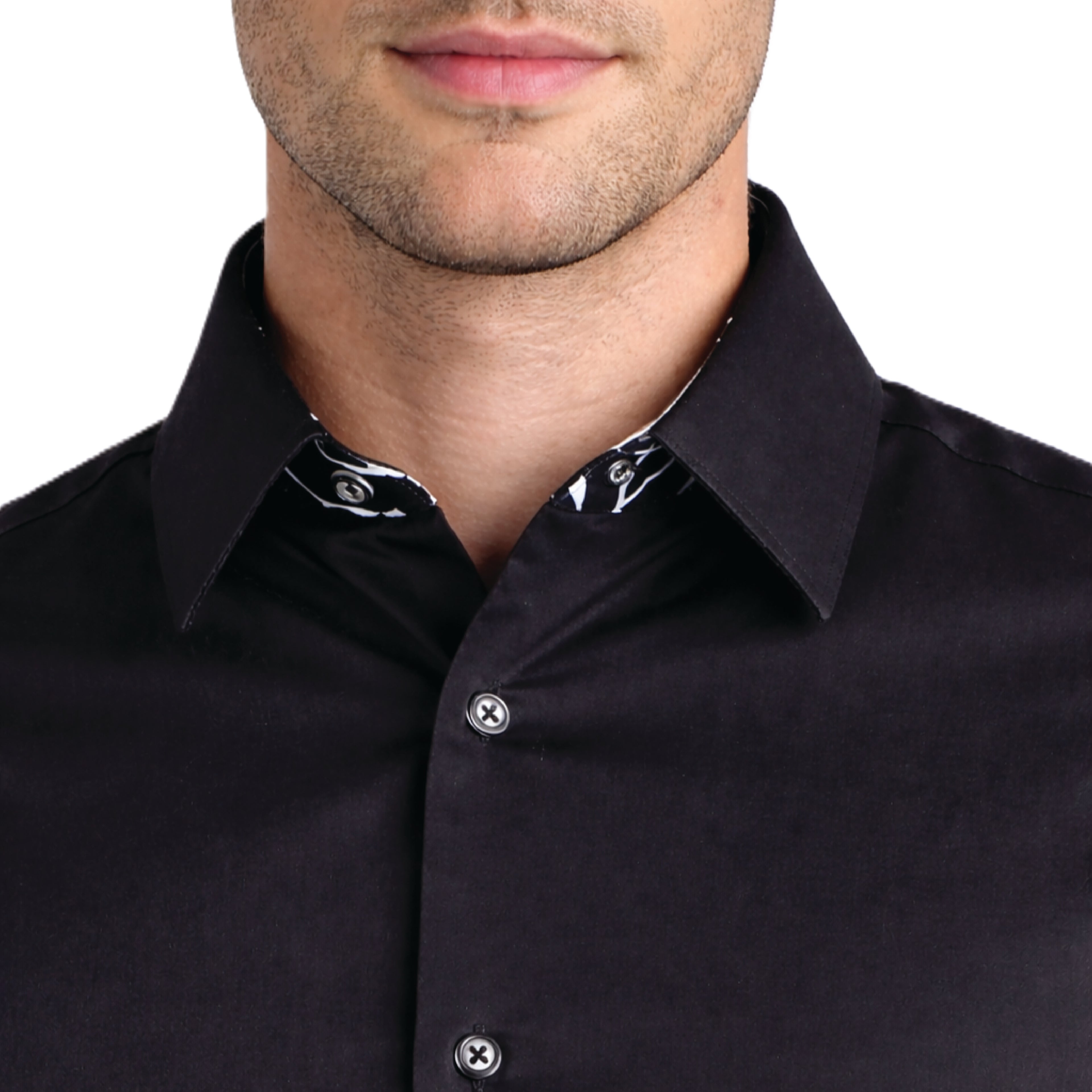 Sinai Collection Luxe Cotton Swirl Black Dress Shirt
