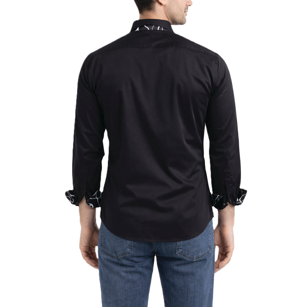 Sinai Collection Luxe Cotton Swirl Black Dress Shirt