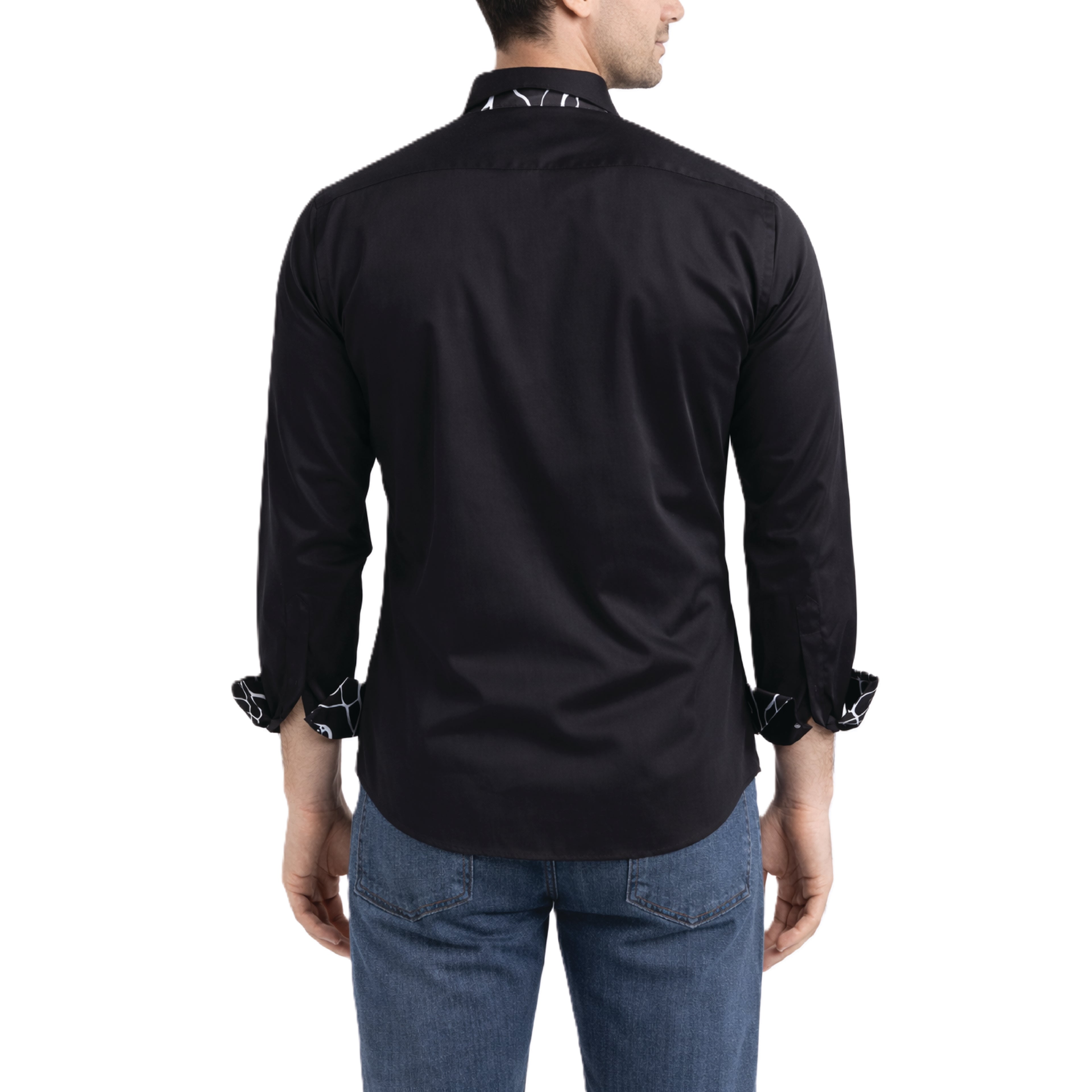 Sinai Collection Luxe Cotton Swirl Black Dress Shirt