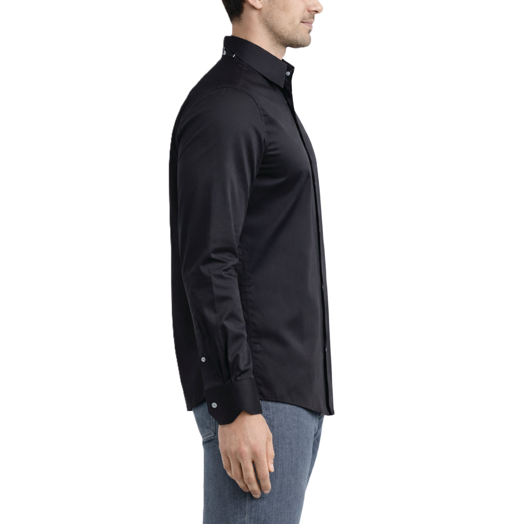 Sinai Collection Luxe Cotton Swirl Black Dress Shirt