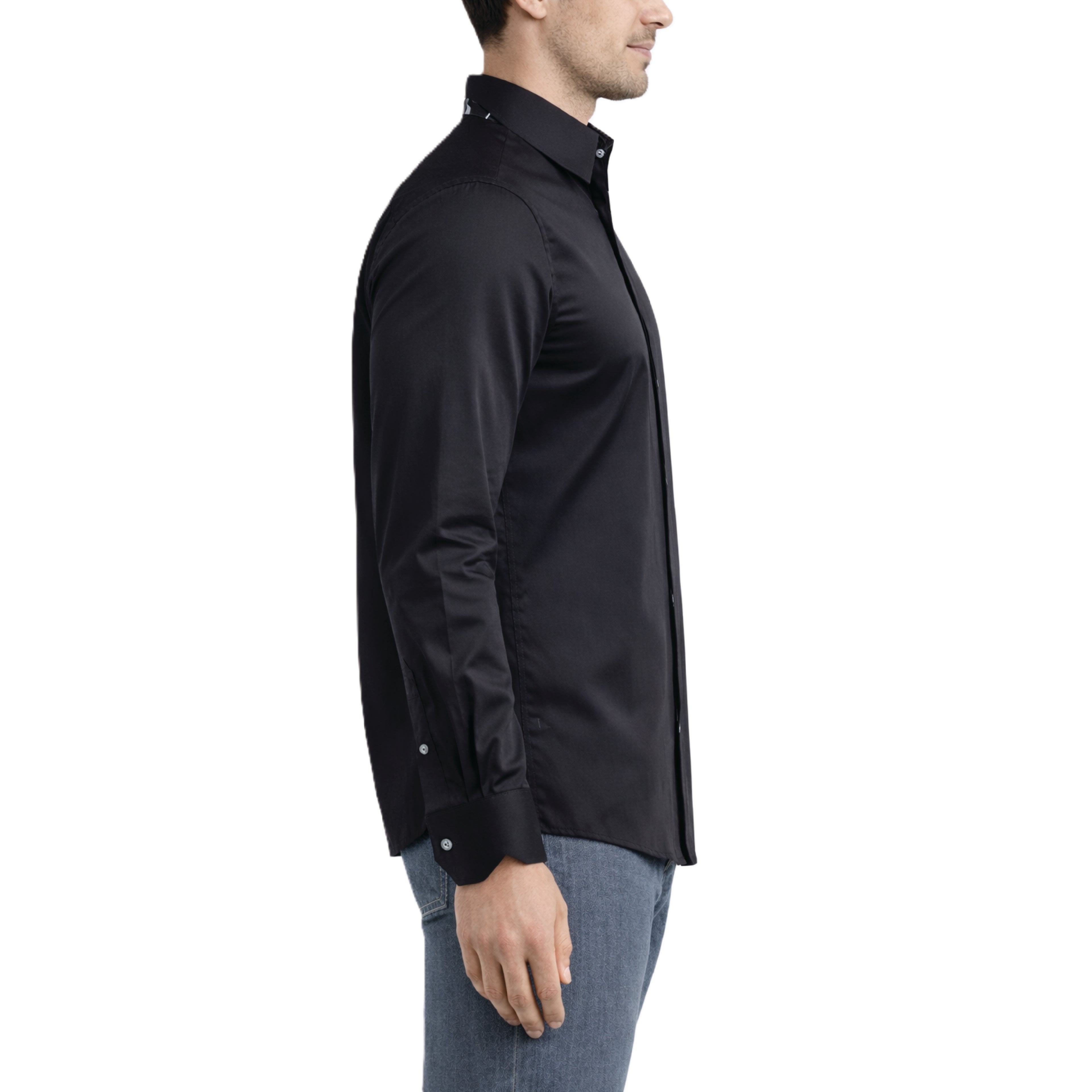 Sinai Collection Luxe Cotton Swirl Black Dress Shirt