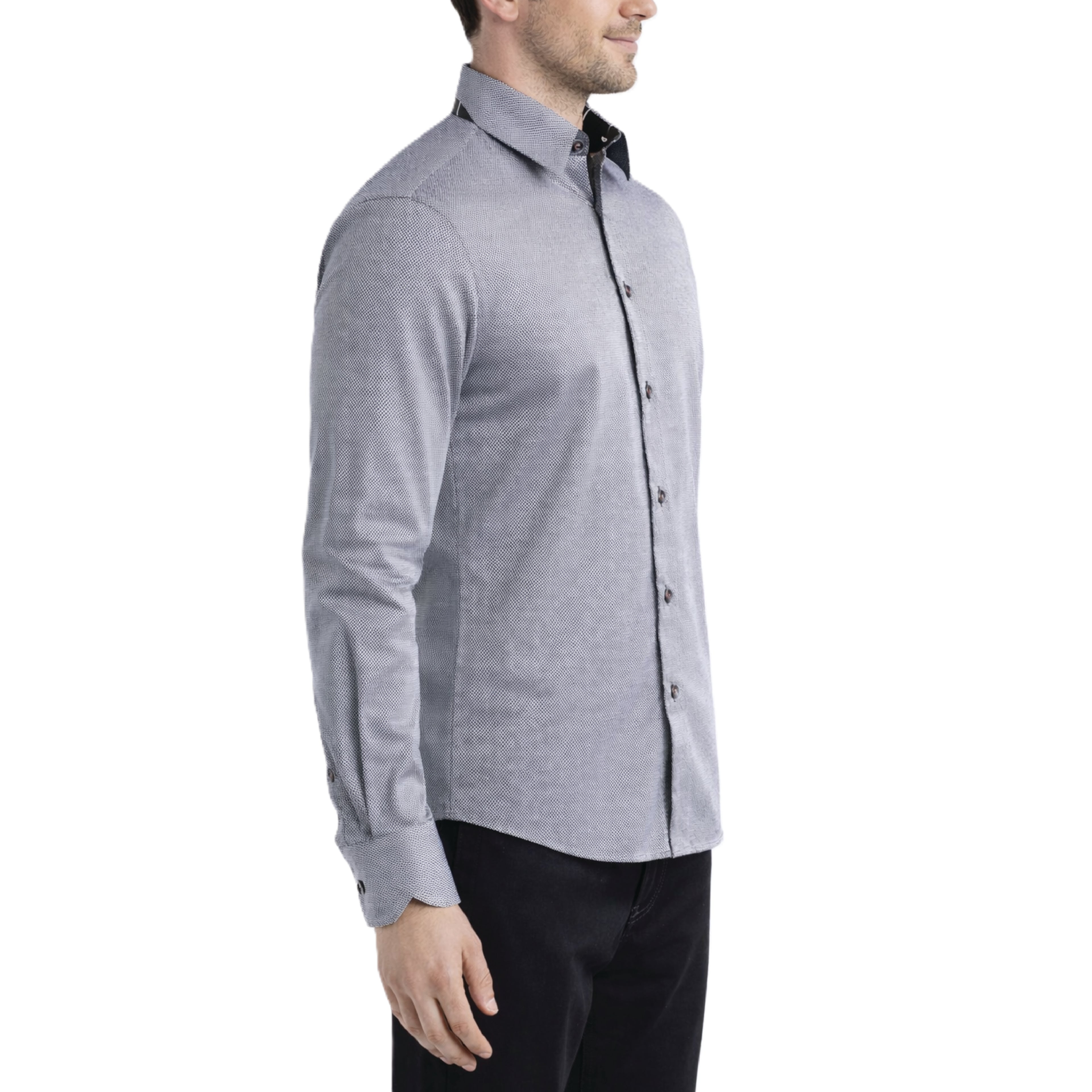 Sinai Collection Luxe Cotton Swirl Gray Dress Shirt