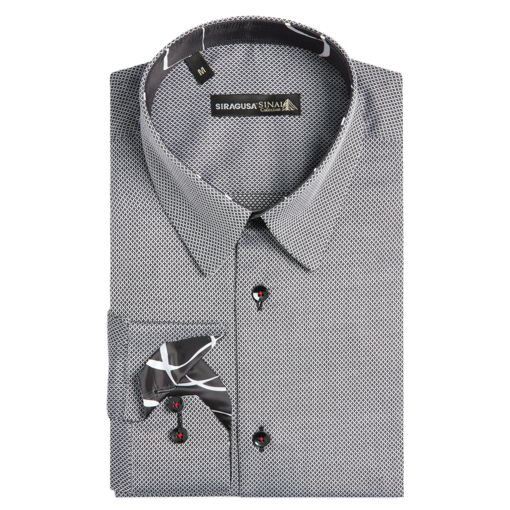 Sinai Collection Luxe Cotton Swirl Gray Dress Shirt
