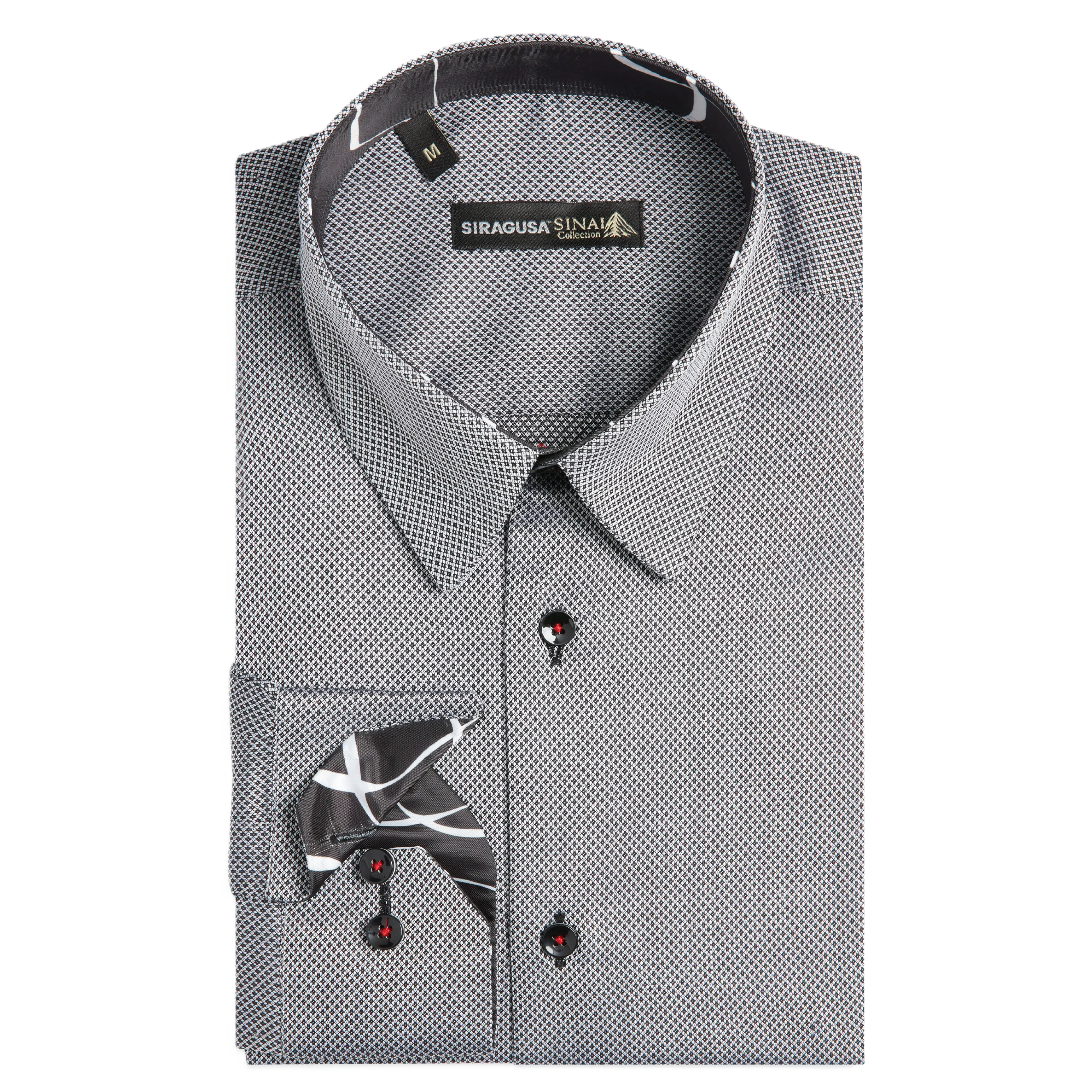 Sinai Collection Luxe Cotton Swirl Gray Dress Shirt