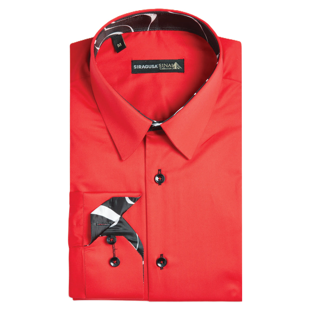 Sinai Collection Luxe Cotton Swirl Red Dress Shirt