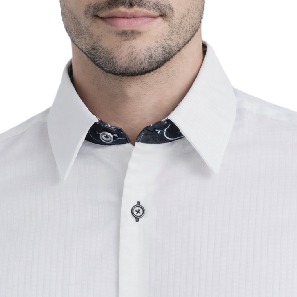 Sinai Collection Luxe Cotton Swirl White Dress Shirt