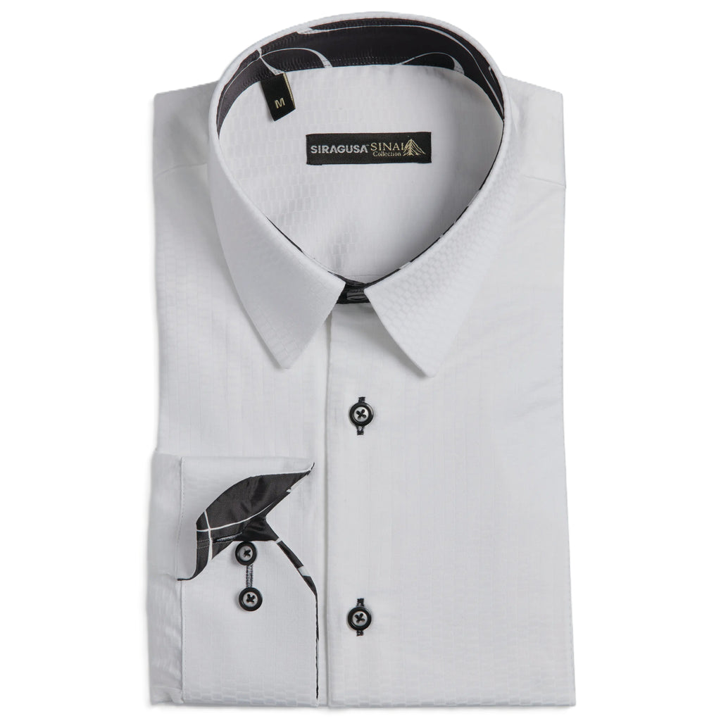 Sinai Collection Luxe Cotton Swirl White Dress Shirt