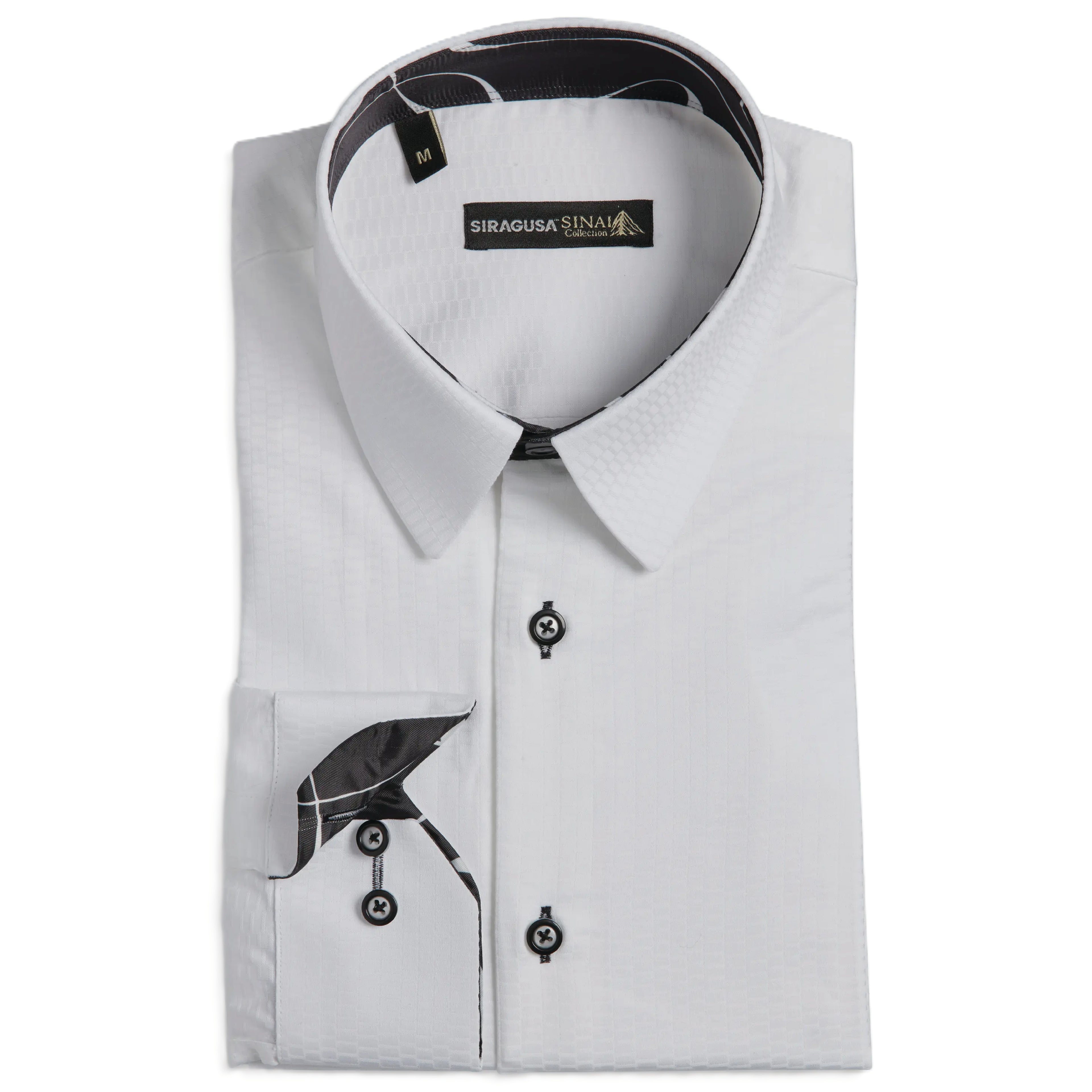 Sinai Collection Luxe Cotton Swirl White Dress Shirt